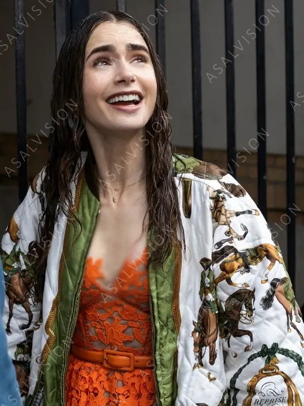 Emily Cooper Emily in Paris Lilly Collins Bomber Jacket