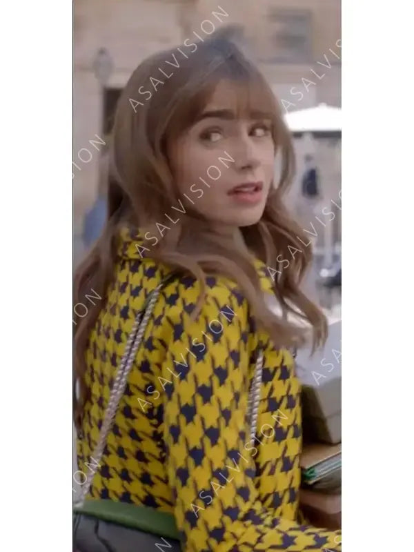 Emily Cooper Emily in Paris Season 3 Lily Collins Yellow Printed Blazer
