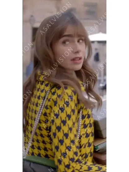 Emily Cooper Emily in Paris Season 3 Lily Collins Yellow Printed Blazer