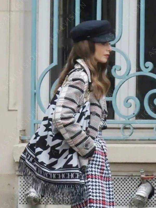Emily Cooper TV Series Emily In Paris Lily Collins Check Print Jacket