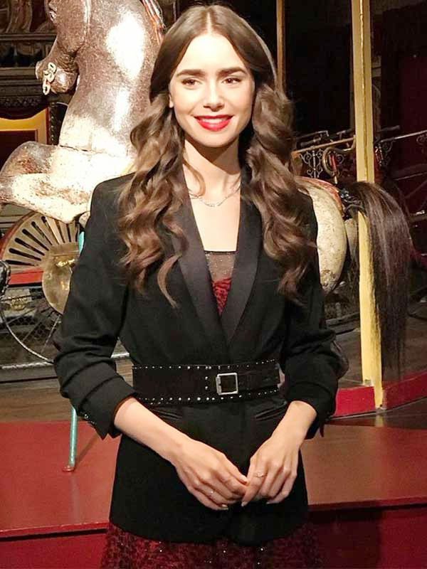 Emily Cooper Tv Series Lily Collins Emily In Paris Black Belted Blazer