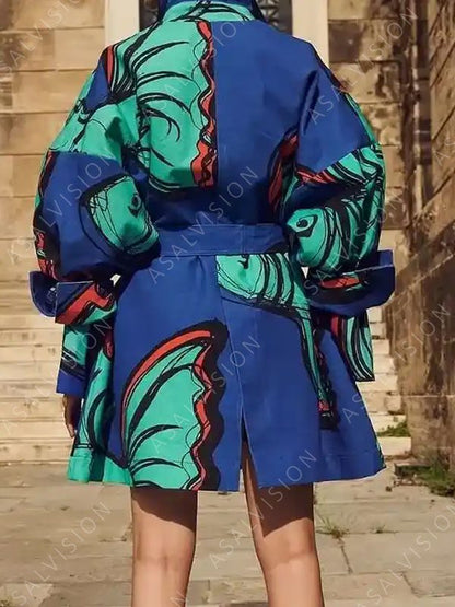 Emily In Paris Season 2 Emily Cooper Blue Printed Trench Coat