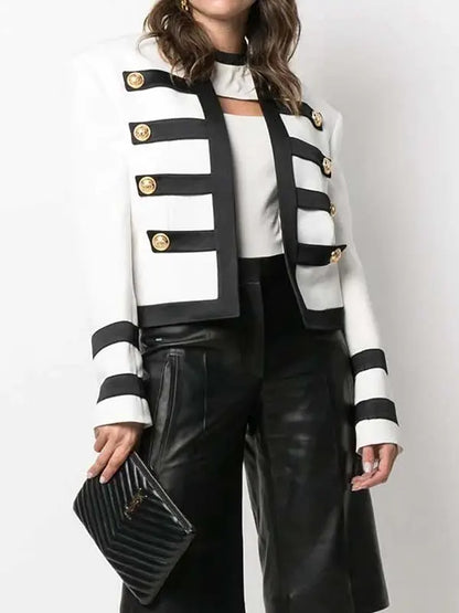 Emily in Paris Camille Razat White And Black Military Jacket