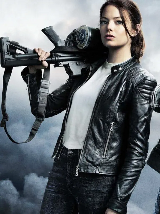 Emma Stone Leather Black Jacket