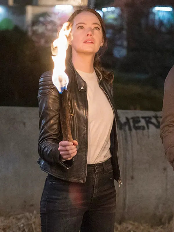Emma Stone Zombieland Wichita Leather Black Jacket