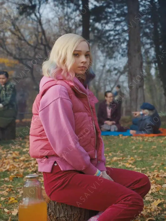 Enid Sinclair Wednesday 2022 Puffer Pink Vest