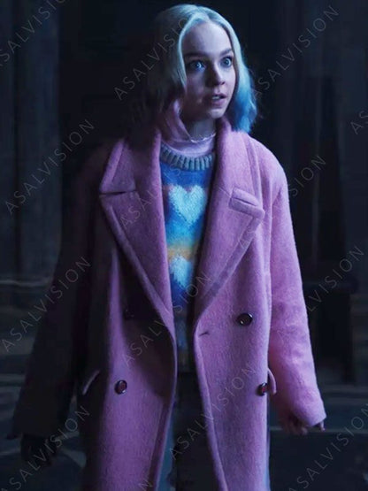 Enid Sinclair Wednesday Pink Wool Coat