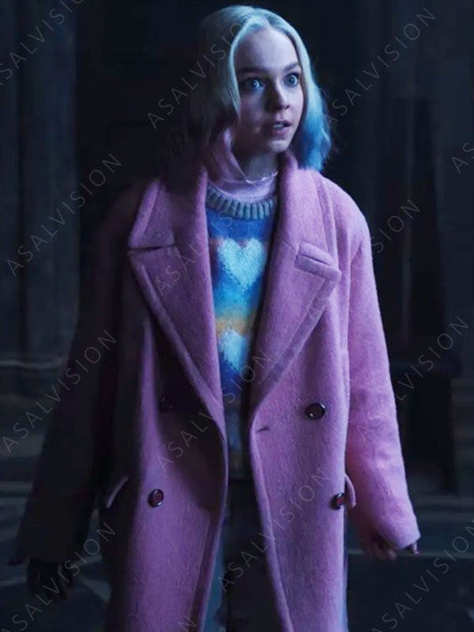 Enid Sinclair Wednesday Pink Wool Coat