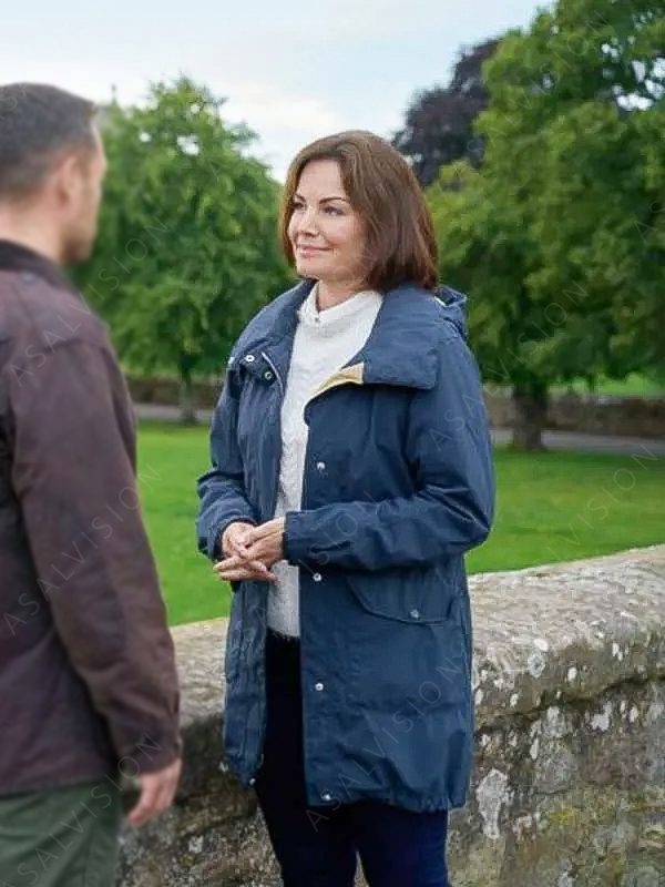 Erica Durance Movie A Scottish Love Scheme 2024 Lily Blue Long Jacket
