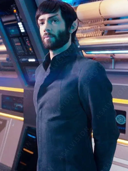 Ethan Peck Star Trek Discovery Spock Black Coat