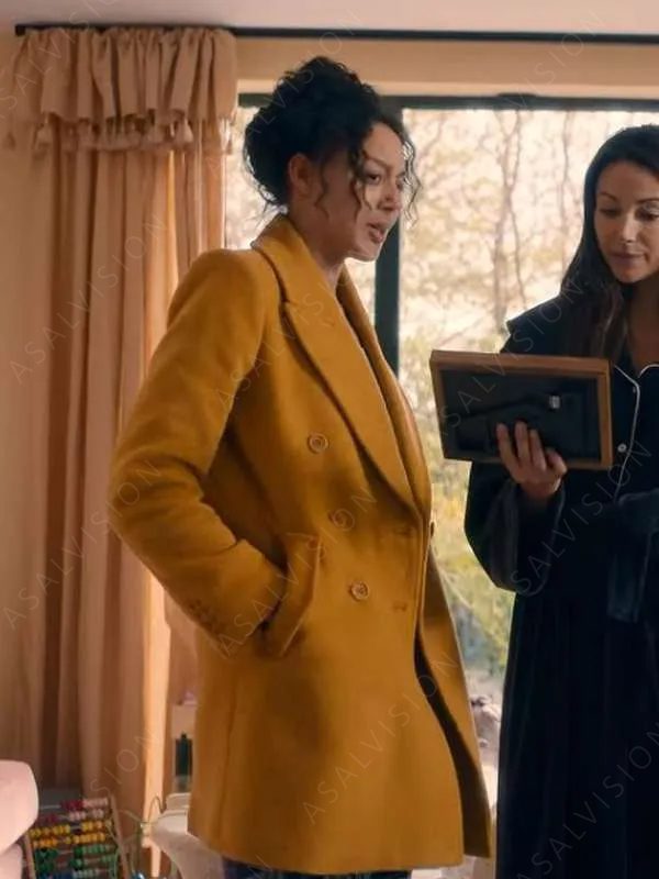 Eva Finn Fool Me Once S01 Adelle Leonce Yellow Mid-Length Wool Coat
