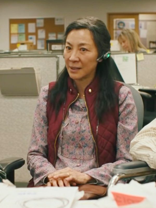 Everything Everywhere All at Once Michelle Yeoh Maroon Quilted Vest