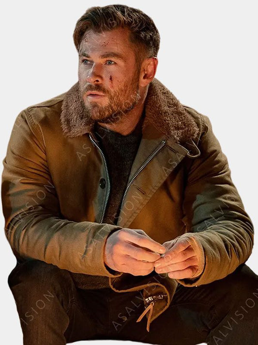 Extraction 2 Chris Hemsworth Shearling Collar Jacket