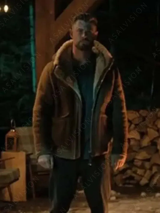 Extraction 2 Tyler Rake Brown Shearling Sheepskin Leather Jacket