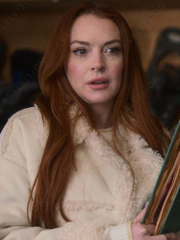 Falling For Christmas Lindsay Lohan Sierra Belmont Shearling Suede Leather Jacket