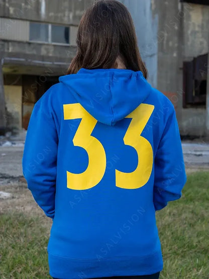 Fallout Vault 33 Zip-Up Blue Hoodie