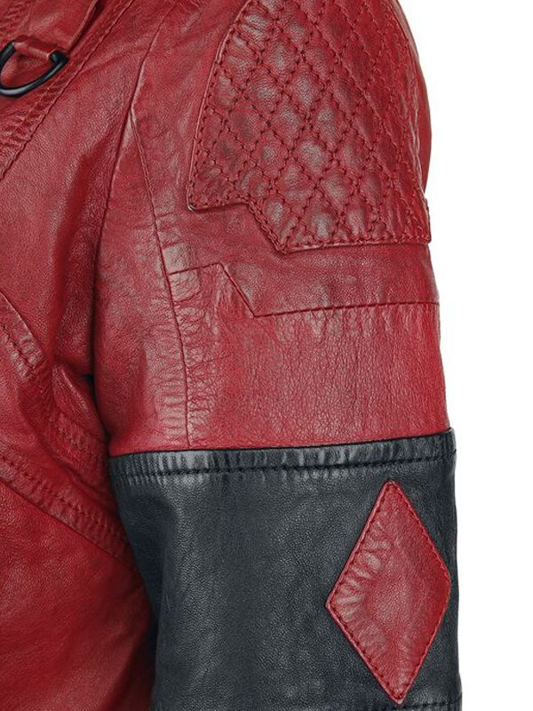 Fast Die Harley Quinn Clown Red Leather Jacket