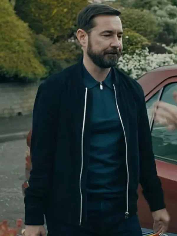 Fear 2025 Martin Compston Black Bomber Jacket