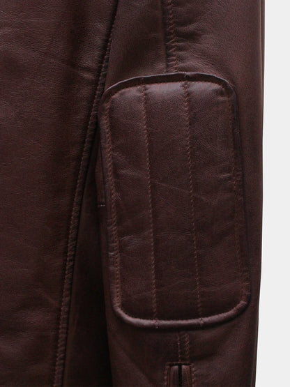 Fenric Men's Dark Brown Lamsbkin Leather Motorcycle Jacket