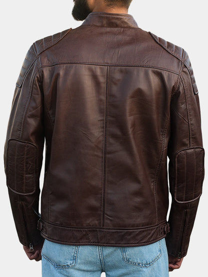 Fenric Men's Dark Brown Leather Café Racer Style Jacket