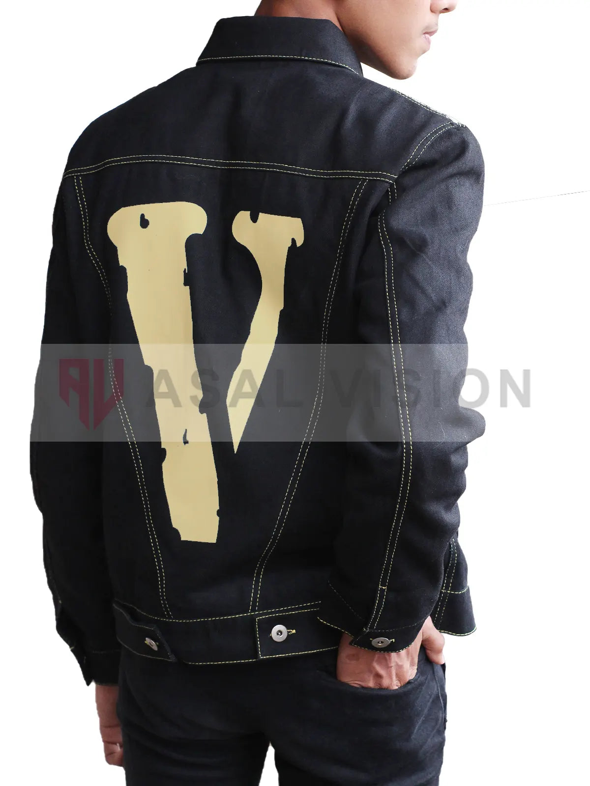 Friends VLONE V Denim Jeans Red Blue And Yellow Jacket