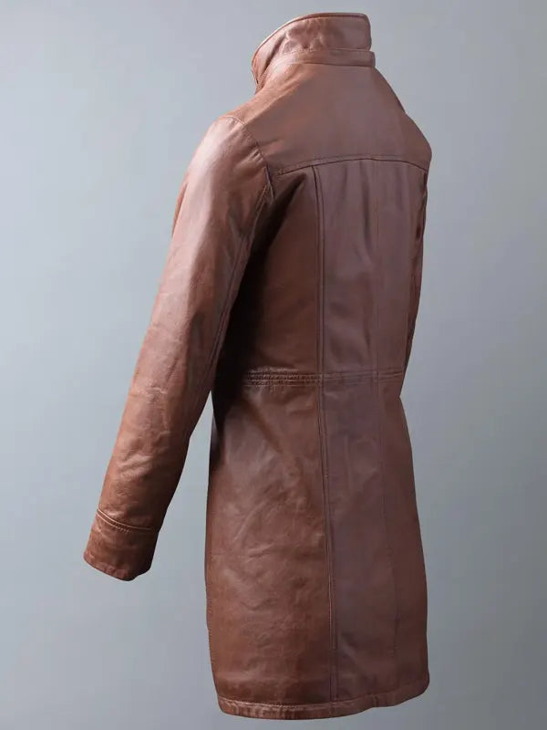 Fur Hooded Leather Coat