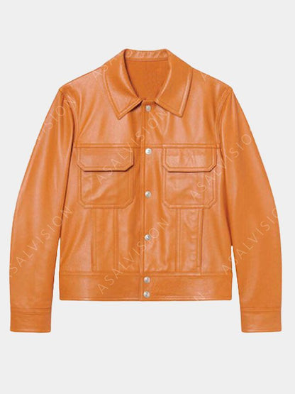 Gabriel Emily in Paris Season 3 Leather Tan Jacket