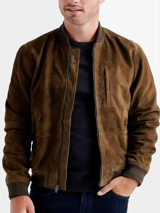 Genuine Suede Bomber Jacket Mens