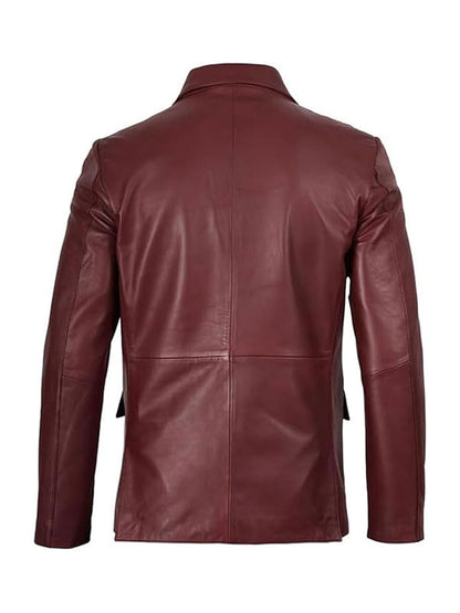 Genuine Burgundy Leather Blazer