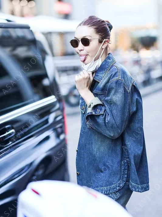 Gigi Hadid Denim Blue Jacket