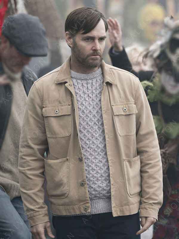 Gilbert TV Series Bodkin 2024 Will Forte Cotton Beige Four Pockets Jacket