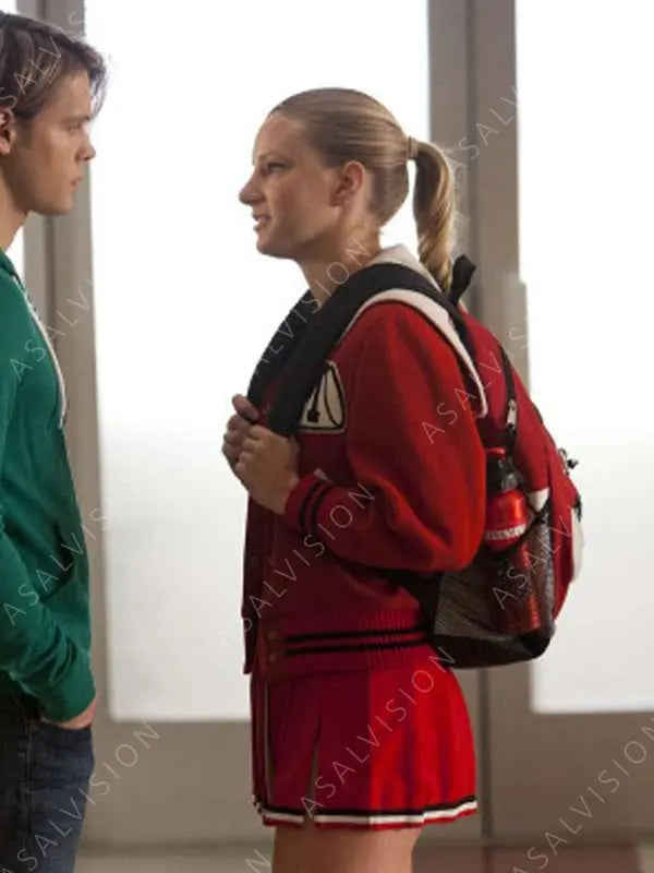 Glee Cheerios Cheerleading Red and White Varsity Bomber Jacket
