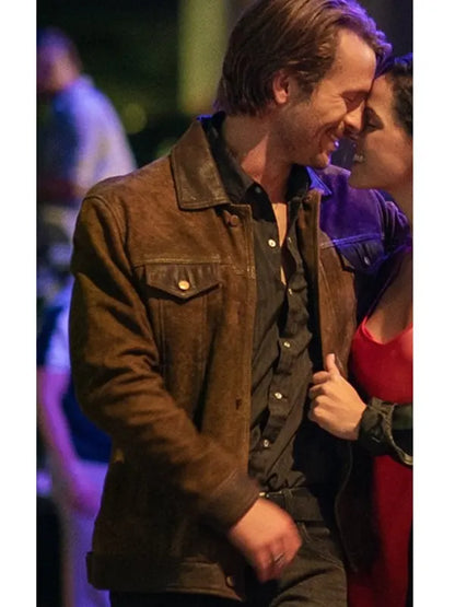 Glen Powell Hit Man 2024 Gary Johnson Suede Leather Jacket