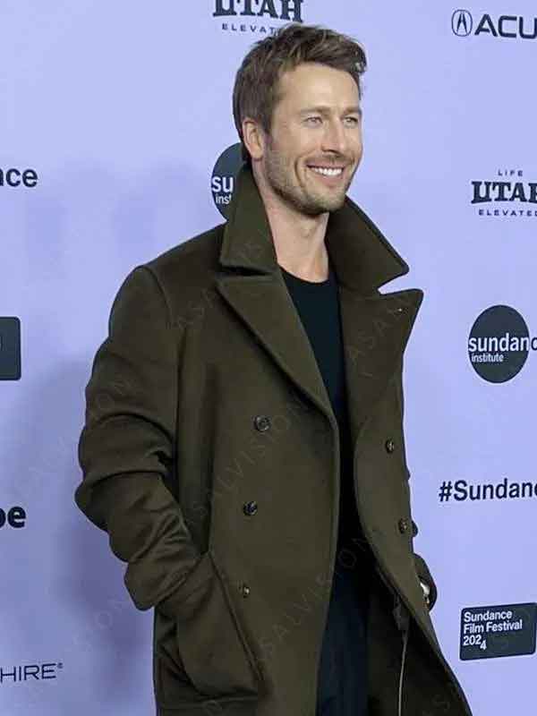 Glen Powell Movie Hit Man 2024 Premiere Gary Johnson Peacoat