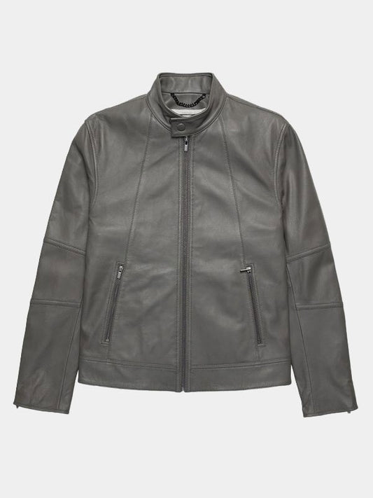 Grey Leather Jacket Mens