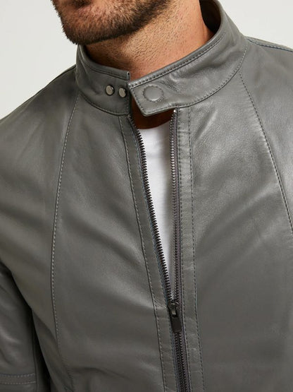 Grey Leather Jacket