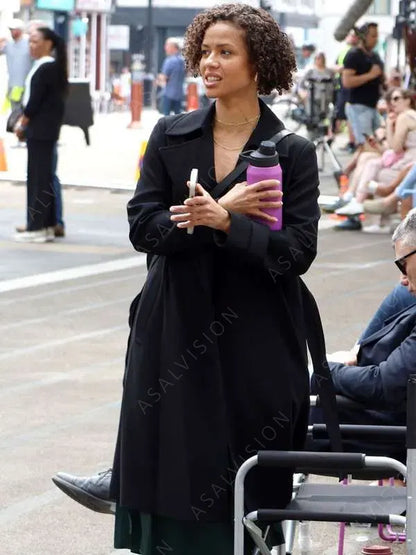 Gugu Mbatha-Raw Lift 2024 Abby Black Trench Coat