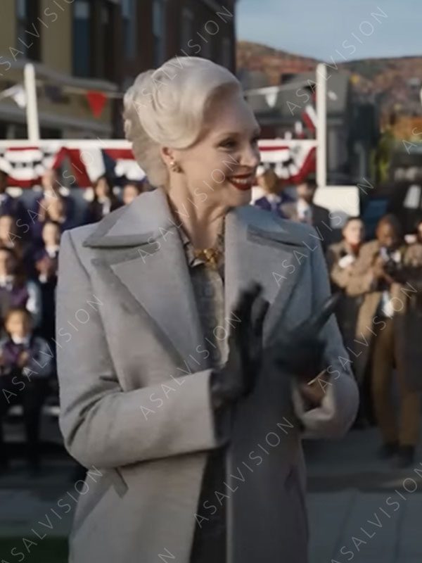 Gwendoline Christie Wednesday 2022 Grey Trench Wool Coat