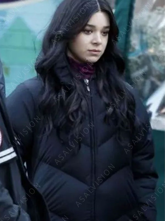 Hailee Steinfeld Hawkeye Long Black Puffer Coat