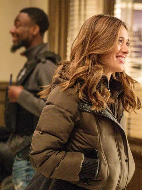 Hailey Upton  Chicago P.D. Season 7 Tracy Spiridakos Brown Puffer Jacket