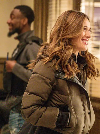 Hailey Upton  Chicago P.D. Season 7 Tracy Spiridakos Brown Puffer Jacket