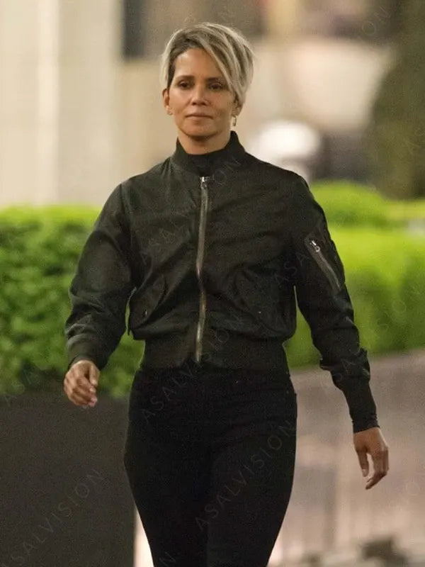 Halle Berry The Union 2024 Roxanne Hall Black Bomber Jacket