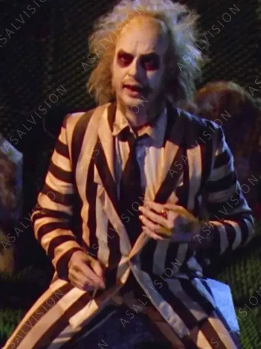 Halloween Cosplay Michael Keaton Beetlejuice Costume Suit