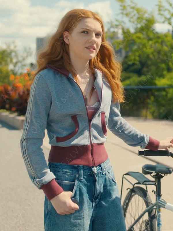 Harriet Manners Geek Girl 2024 Emily Carey Gray Cropped Bomber Jacket