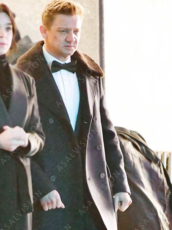 Hawkeye Jeremy Renner Black Trench Wool Coat