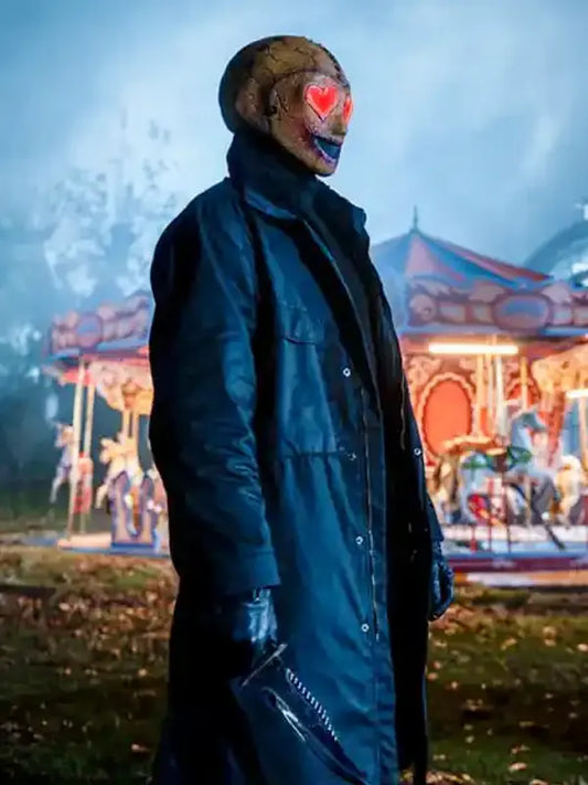 Heart Eyes Black Leather Coat