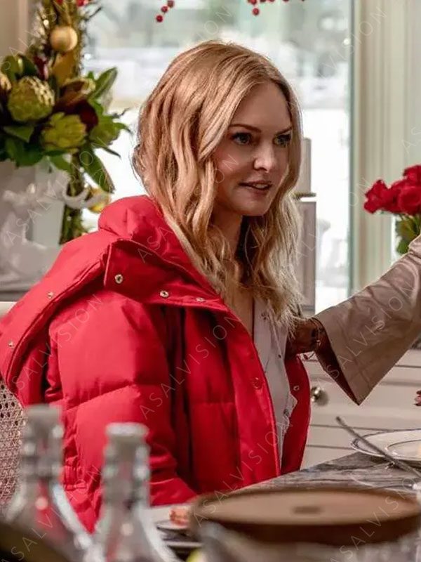Heather Graham Best Christmas Ever 2023 Charlotte Sanders Red Puffer Jacket
