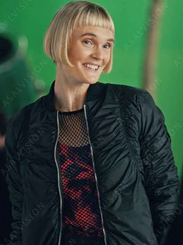 Hebe Beardsall TV Series Geek Girl 2024 Betty Satin Black Bomber Jacket