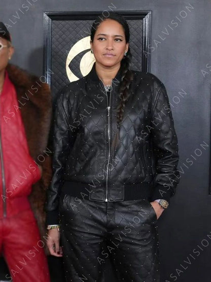 Helen Lasichanh Grammy Black Bomber Jacket