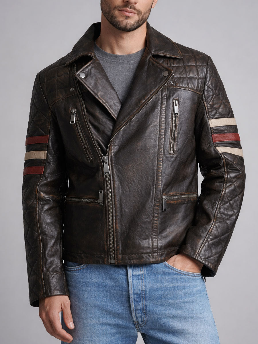 Hexford Vintage Brown Moto Jacket